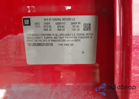 2012 Chevrolet Sonic 1Lt from USA, damaged, VIN 1G1JD5SB8C4128125